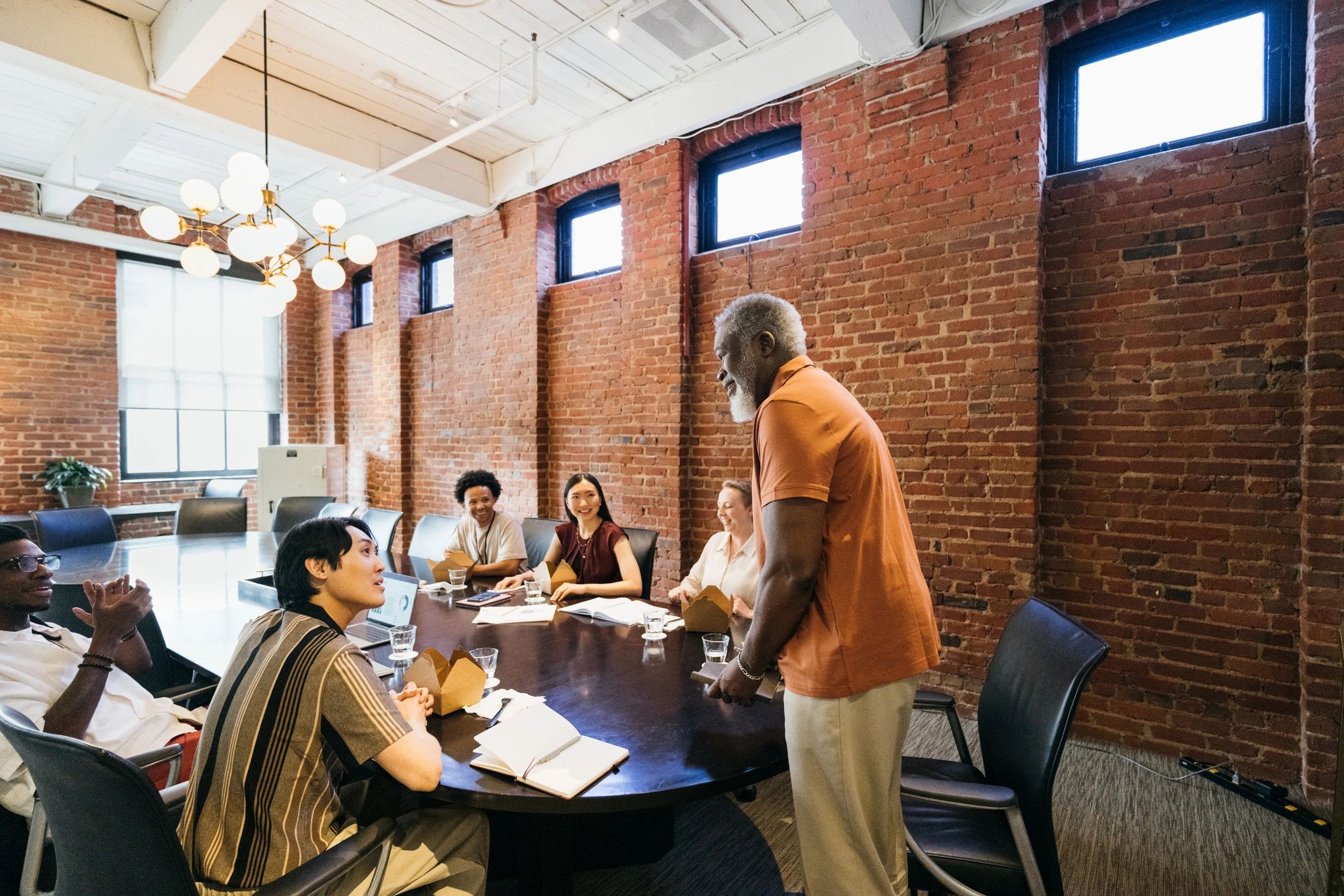 Collaborative publishing team in discussion