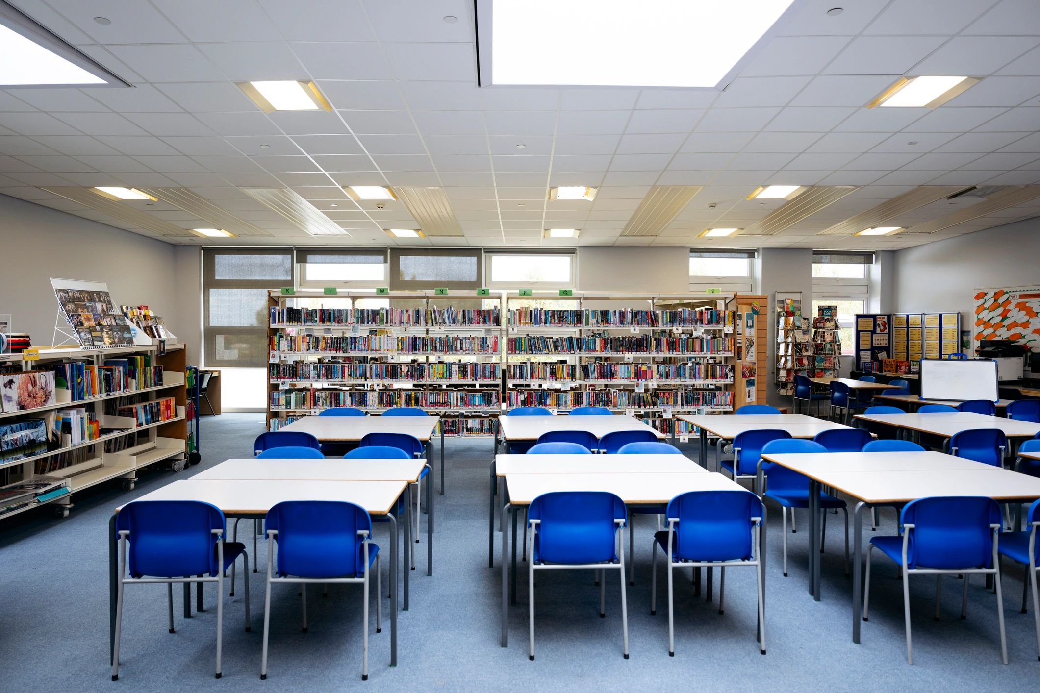 Library interior representing research and publications